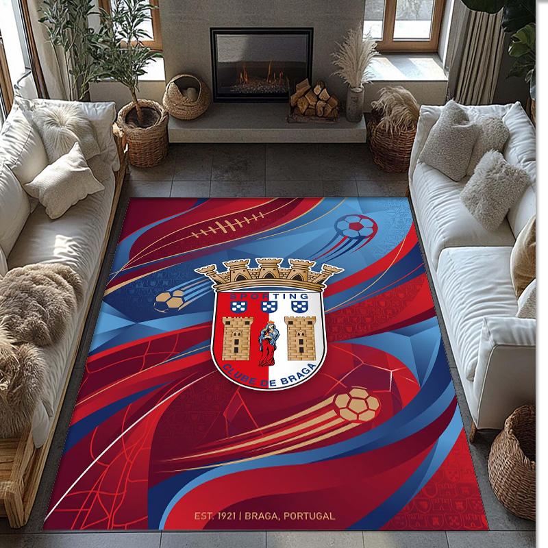 Braga FC Soccer Football Pattern Soft Area Rug Non Slip Indoor Floor Carpet Sports Decor Mat for Bedroom
