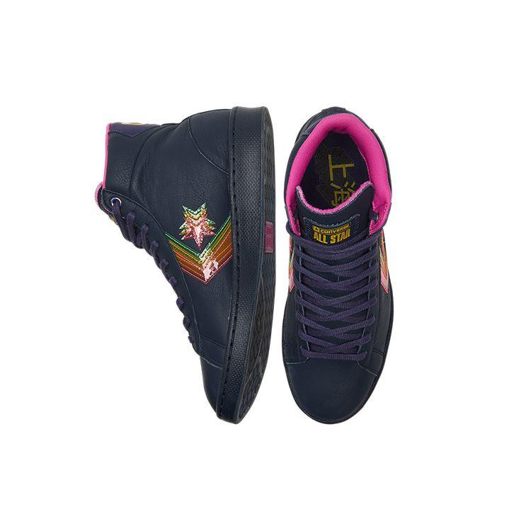 Converse Pro Кожаные Высокие Сердце Города Шанхай Унисекс Темно-синий Гипер Маджента 170237C
