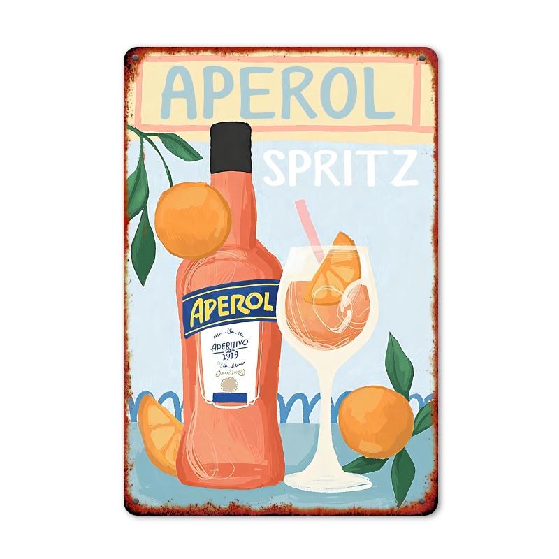 Aperol Spritz Vintage Metal Tin Sign Es Retro Cocktail Orange Illustration Frameless Wall Art Iron Material Gift for A