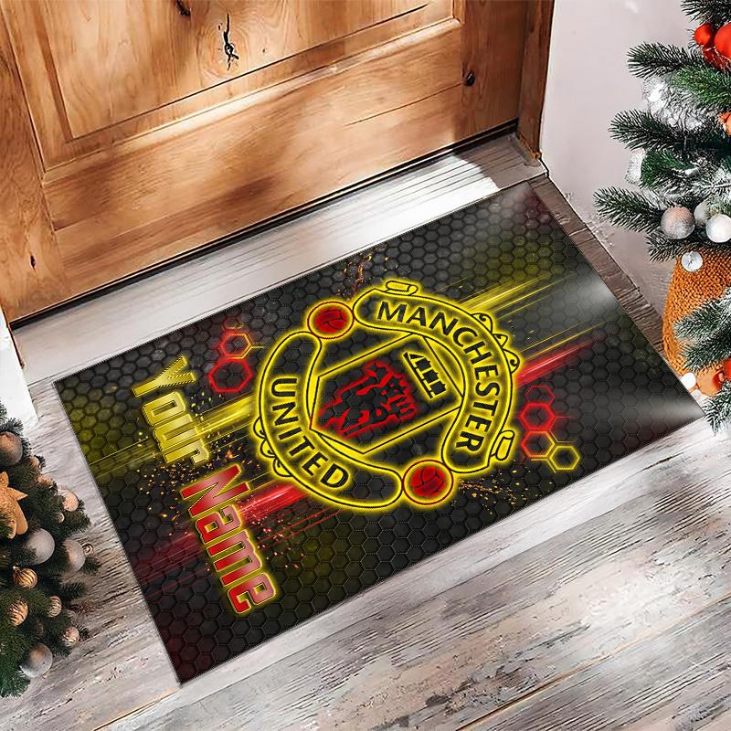 Manchester United Printed Crystal Velvet Rug Non‑Slip Crystal Velvet Carpet For Sofa Bedroom Indoor Home Decoration