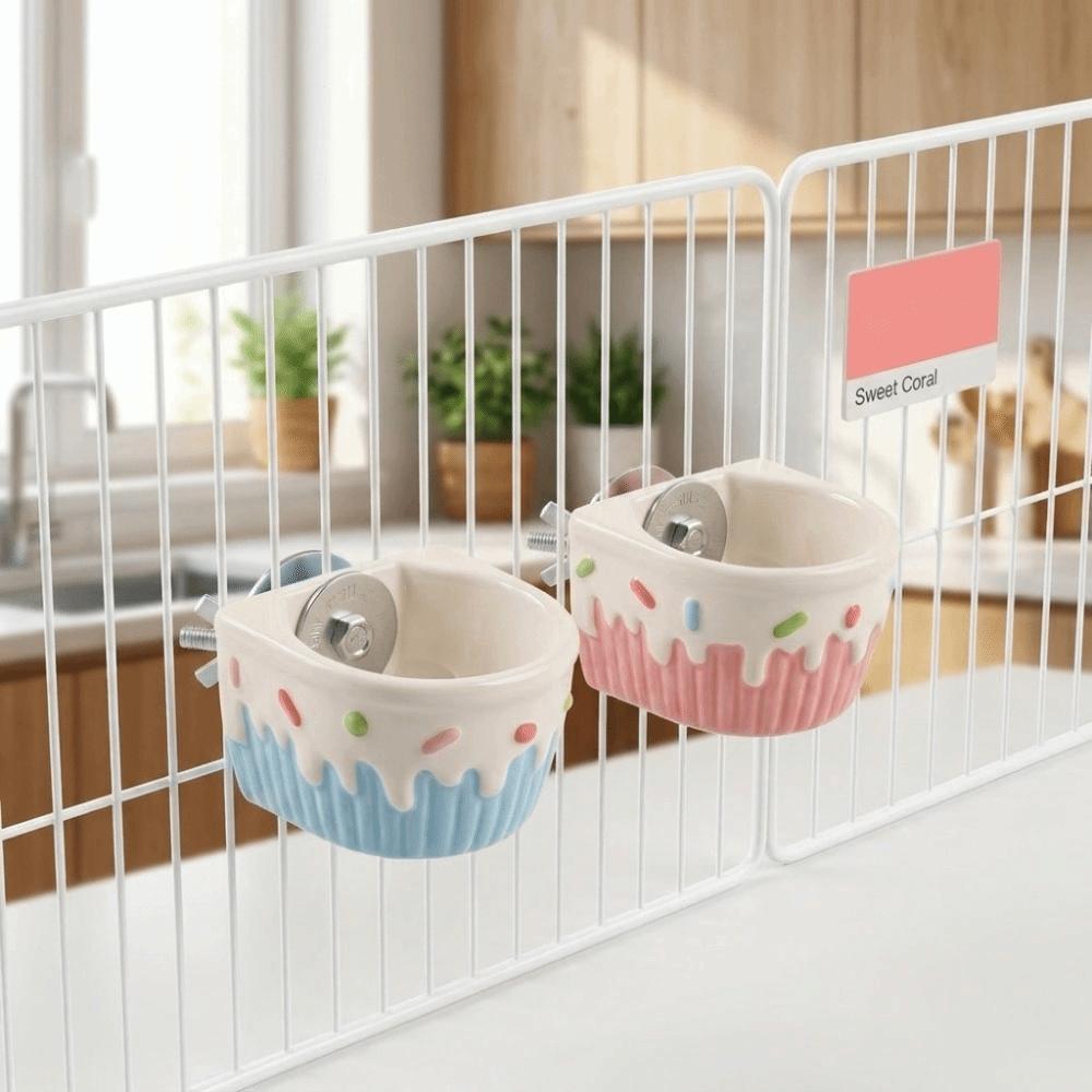 Large Capacity Ceramic Hamster Food Bowl Fixed Bowl Automatic Feeder Small Pets