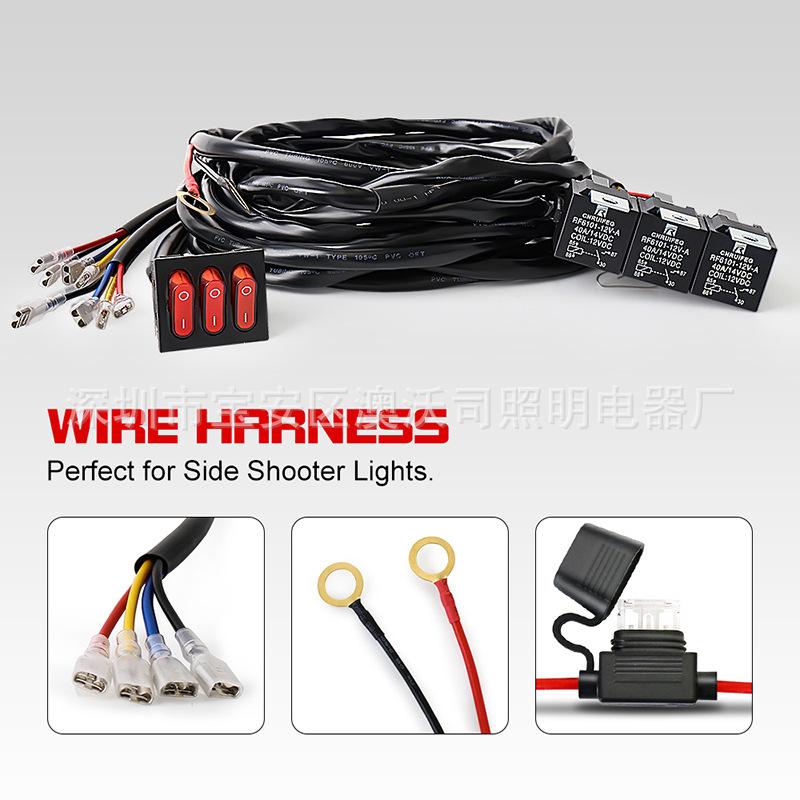 Automotive Parts Off road Vehicle for Wrangler Modified One to Two 4-core LED Work Light Suitable Switch Wire Group