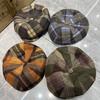Autumn and Winter Woolen Plaid Forward Hat Men and Women Fashionable British Retro Newsboy Hat Literary Painter Hat Tide