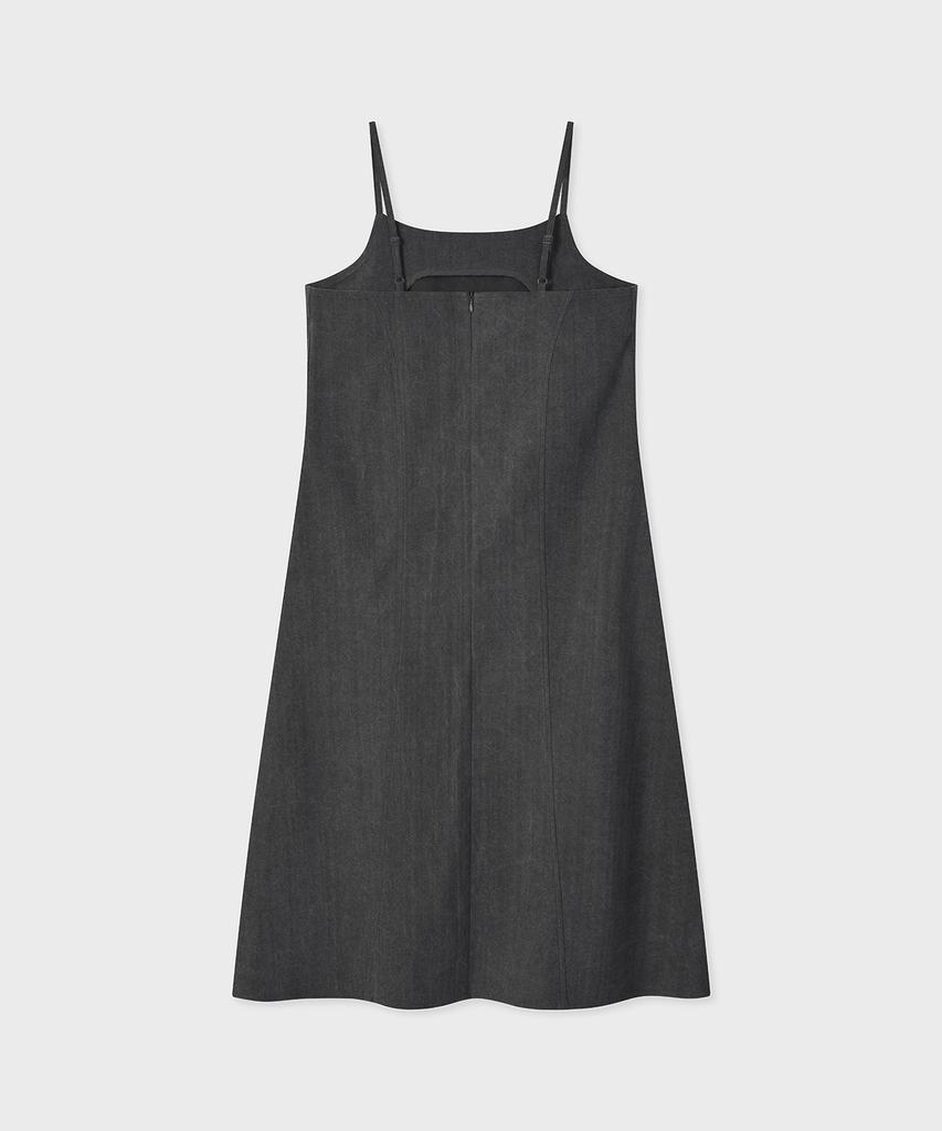 Pallet [Fallett X Lee] Long Slit Denim Dress Charcoal