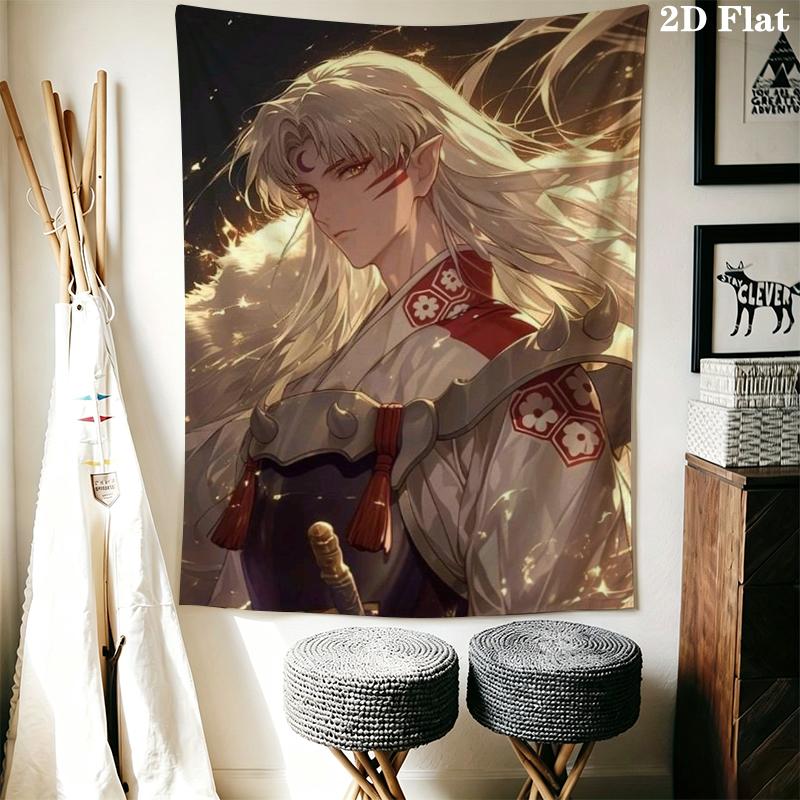 Inuyasha Wall Tapestry Aesthetic Wall Hanging Printed Fabric Blanket Decorative Tapestries for Bedroom Living Room Home Decor