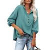 Женская осенне-зимняя рубашка с v-образным вырезом, однобортный повседневный топ, свободная однотонная толстовка с капюшоном для женщин