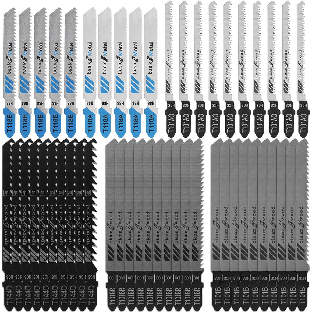 10-50Pcs T-Shaft Jigsaw Blades HCS Assorted Jig Saw Blades For Wood Plastic Metal Cutting Jig Saw Blades for Thin Metal Cutting