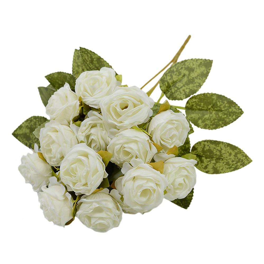 Silk Petals Rose Artificial Flowers 15 Heads Decorative Flower Party Supplies