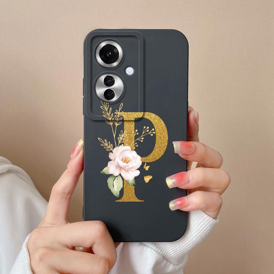 Задняя крышка для OPPO A1i A60 Realme 12 Reno11 F Чехлы Популярные чехлы для пар с буквами AZ Матовый жидкий силикон Высококачественные противоударные чехлы для телефонов для OPPO