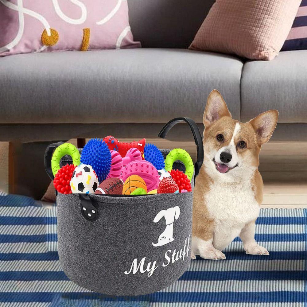 Large Capacity Pet Toy Storage Basket Foldable Dog Sundries Baskets Dog Toy Organizer  Storing Toys