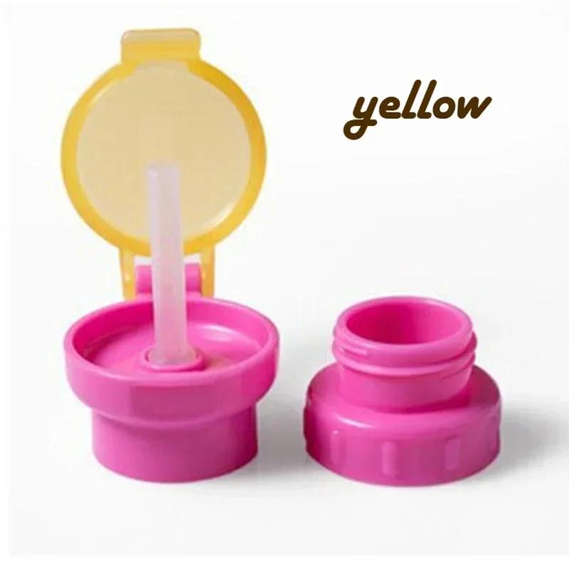 With Straw Safety Drink Straw Cap Feeding Children Water Bottle Cap Splash Proof Fruit Juice Soda Water Bottle Rotary Cap Termos