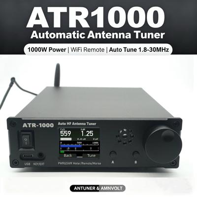 AMNVOLT ATR1000 1000 Вт 1,8-30 МГц Автоматический антенный тюнер 1,8-дюймовый TFT-экран Полнодиапазонный радиоприемник 3 режима Автоматический антенный тюнер