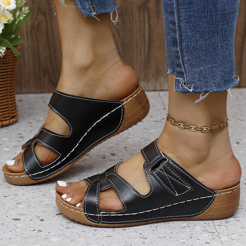 Fashion Women's Sandals Summer 2024 New Wedge Heels Sandals Slip On Summer Shoes Women Elegant Heeled Slippers Summer Footwear Female