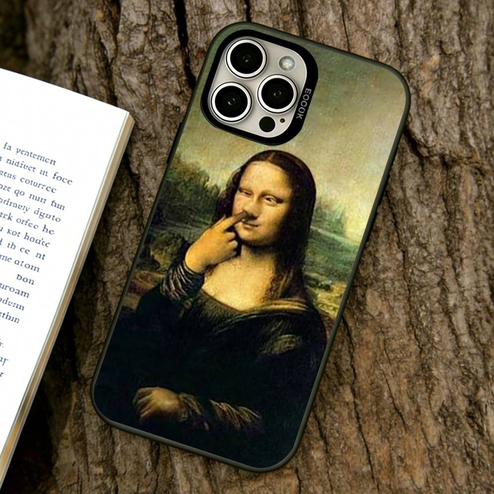 Смешной Чехол для Телефона с Артом М-Мона Лиза Для iPhone 17,16,15,14,13,12,11 Plus,Pro Max,XS,Цветной Посеребренный Внутренний Чехол