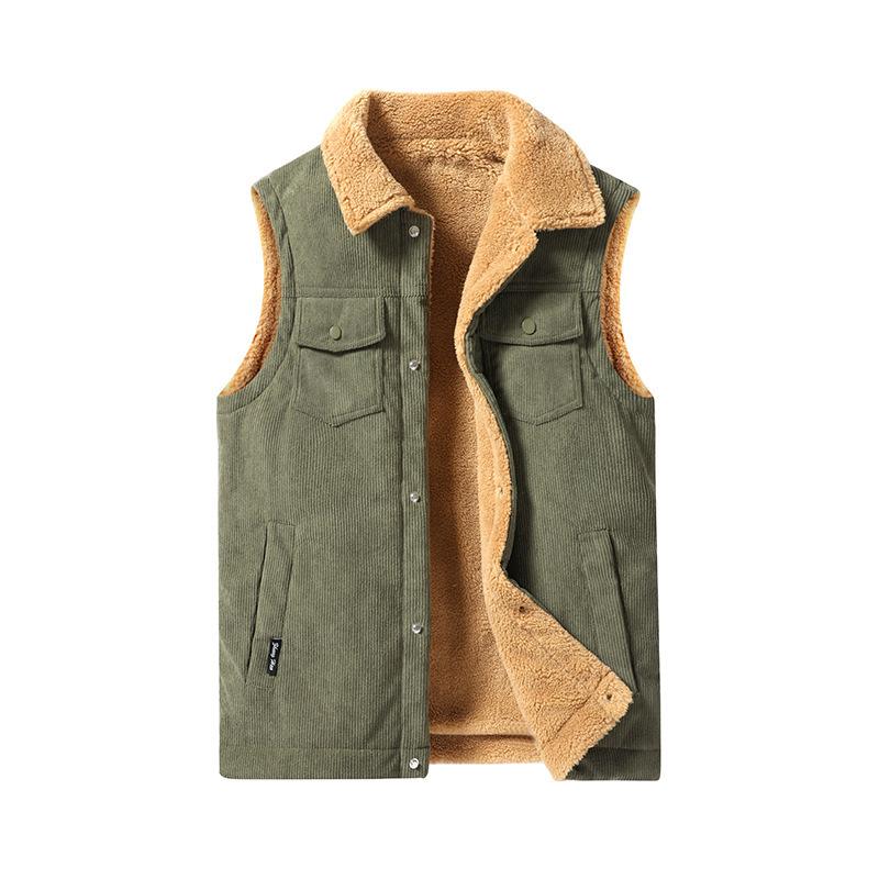 Plus Size Autumn and Winter Lambhair Vest, Thick Vest, Corduroy Vest, Men's Jacket, Lapel, Workwear Vest