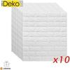 IDeko® 10X 3D Wallpaper Simulation Stone Bricks DIY PE Foam Self-Adhesive Waterproof White 0.7*0.77 (M)