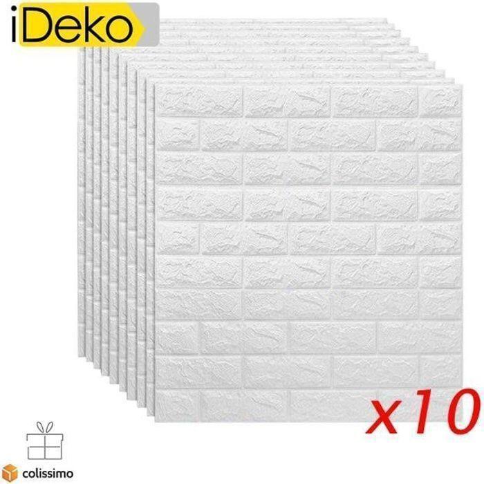 IDeko® 10X 3D Wallpaper Simulation Stone Bricks DIY PE Foam Self-Adhesive Waterproof White 0.7*0.77 (M)