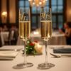 Set of 2, Mr. Mrs. Wedding Champagne Flutes Personalized Champagne Flute Wedding Favors Bride and Groom Champagne Glasses