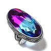 Bi-Color Tourmaline Gemstone 925 Sterling Silver Gift Jewelry Ring Size 9.5