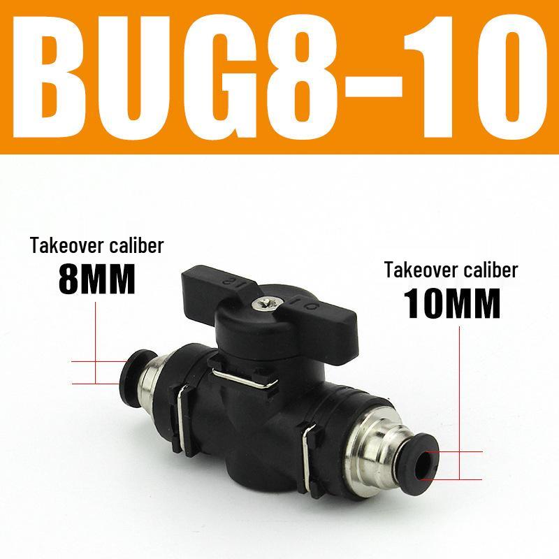 Pneumatic BUC-6-10 Hand Valve: 8mm Air Hose, 12mm Manual Straight Valve with Quick Connect Fitting