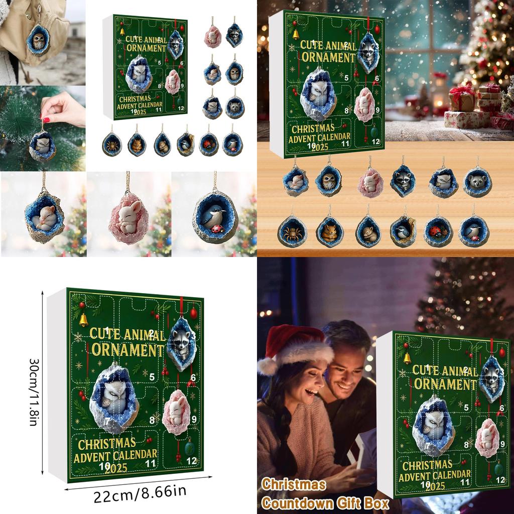 Animal Christmas Blind Box Decorations With Acrylic Style For Holiday Parties And Gifting