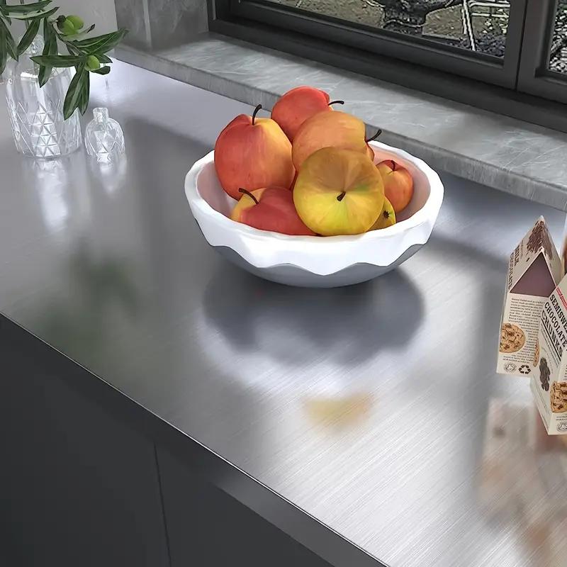 Матовая серебристая наклейка на стену кухня гостиная холодильник столешница самоклеящиеся обои нержавеющая сталь 40см металл водонепроницаемый