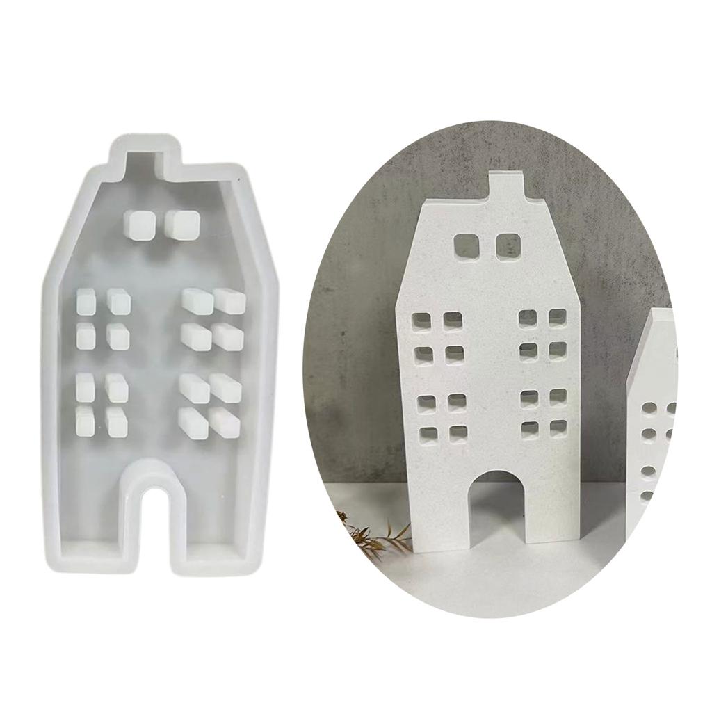 House Candle Molds Multiple Window House Resin Molds for Making Candle Cake Fondant Room Decorations Gypsum Ornaments