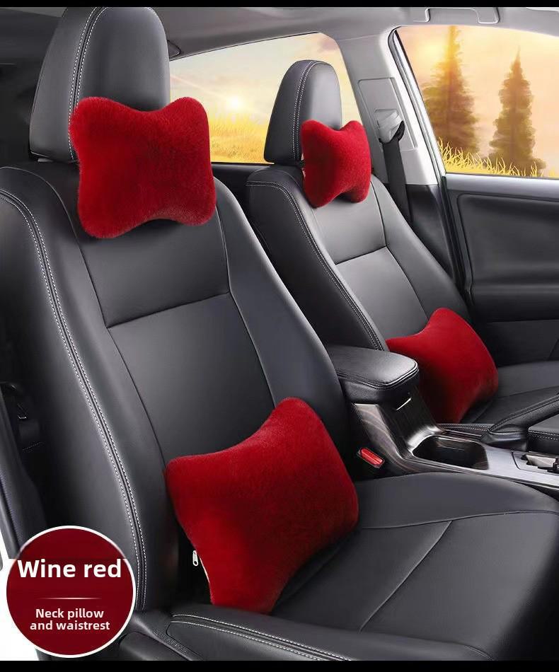 Пара автомобильных плюшевых подголовников, поясничная поддержка, подушка для шеи - Имитация кролика, плюшевая автомобильная поясничная поддержка