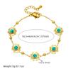 DIEYURO 316L StainlessTurquoise Hollowed Out Flower Necklace Earrings Bracelet Suit Women Concise Trend Non-fading Jewelry Set