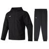 Windproof Zip Jacket Running Fashion Comfortable Long Pants Casual Sports Suit Men Suit Black 23600401-001+24500703-001
