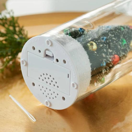 Рождественская елка Послание в бутылке Записываемая голосовая открытка с пробкой Праздничное украшение Стеклянная бутылка с заснеженной сценой Праздничный подарок для семьи