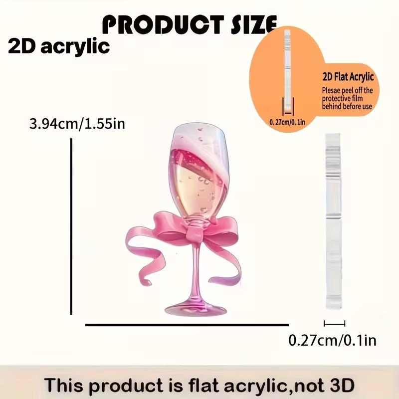 Cross-border new pink wine glass earrings flat acrylic creative party with bow earrings jewelry