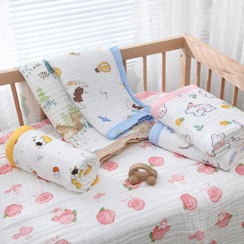Large Size Infant Bath Blanket High Density Gauze Bath Towel 6-layer for Delicate Skin Quick Drying and Breathable