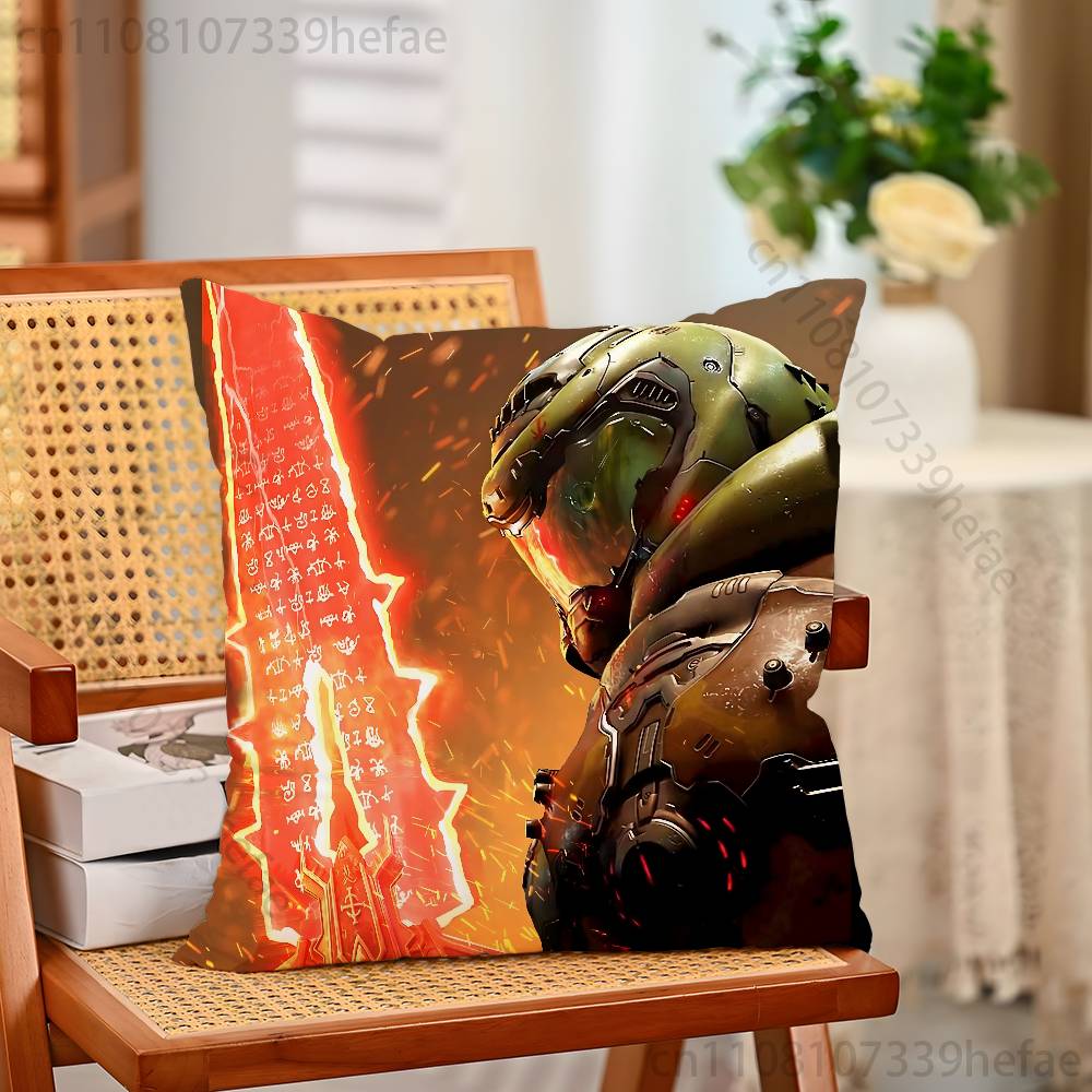 DDoomslayer Game Pillow Case Plush Pillow Cases Home Decoration Pillow Cover for Sofa Bed Chair Living Room
