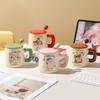 Милые кружки с животными для дома, мультяшные парные кофейные чашки для завтрака с крышками, керамические чашки высокого уровня внешнего вида, для девочек, для питья воды