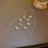 New Minimalist Long Tassel Earrings Elegant Delicate Flower Pendant Zircon Earrings Women 'S Ear Wire Premium Jewelry Party Gifts