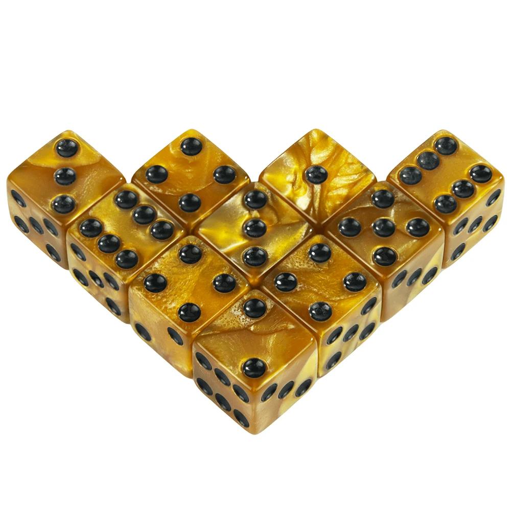 Шестигранные игровые кости 16 мм Мраморный акрил D6 Набор кубиков для DND, RPG, Настольной игры или Обучения математике, Кости с эффектом авантюрина