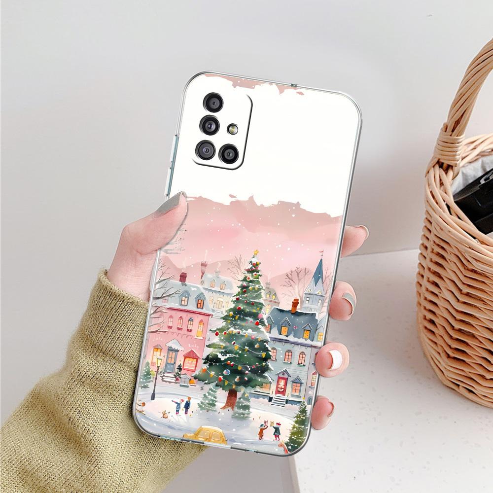 Чехол для телефона Samsung A15 A13 A35 A55 A51 A71 A41 A31 A21S A05 A17 A23 A25 A33 A53 A73 5G A07 4G Cover Мультяшный Рождественский Стиль