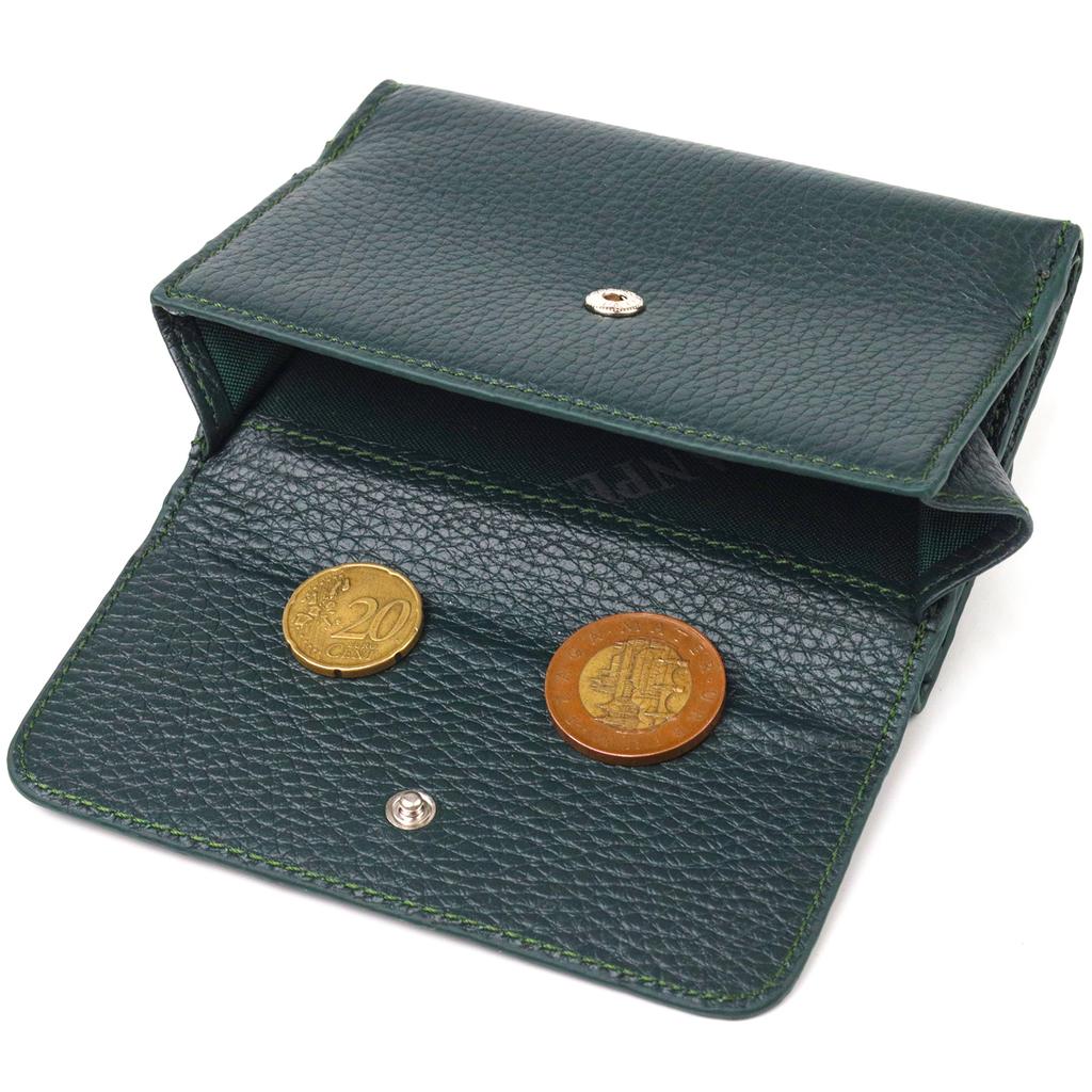 Практичный Женский кошелек из натуральной кожи флотар CANPELLINI Wallet 21596 Зеленый