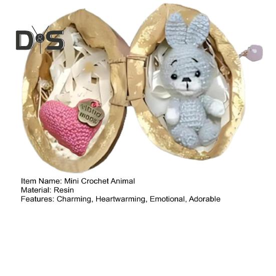 Миниатюрное вязаное крючком животное в скорлупе грецкого ореха, миниатюрный кролик-медведь с сердечком, эмоциональная поддержка, подарок для любителей животных, подруг и женщин