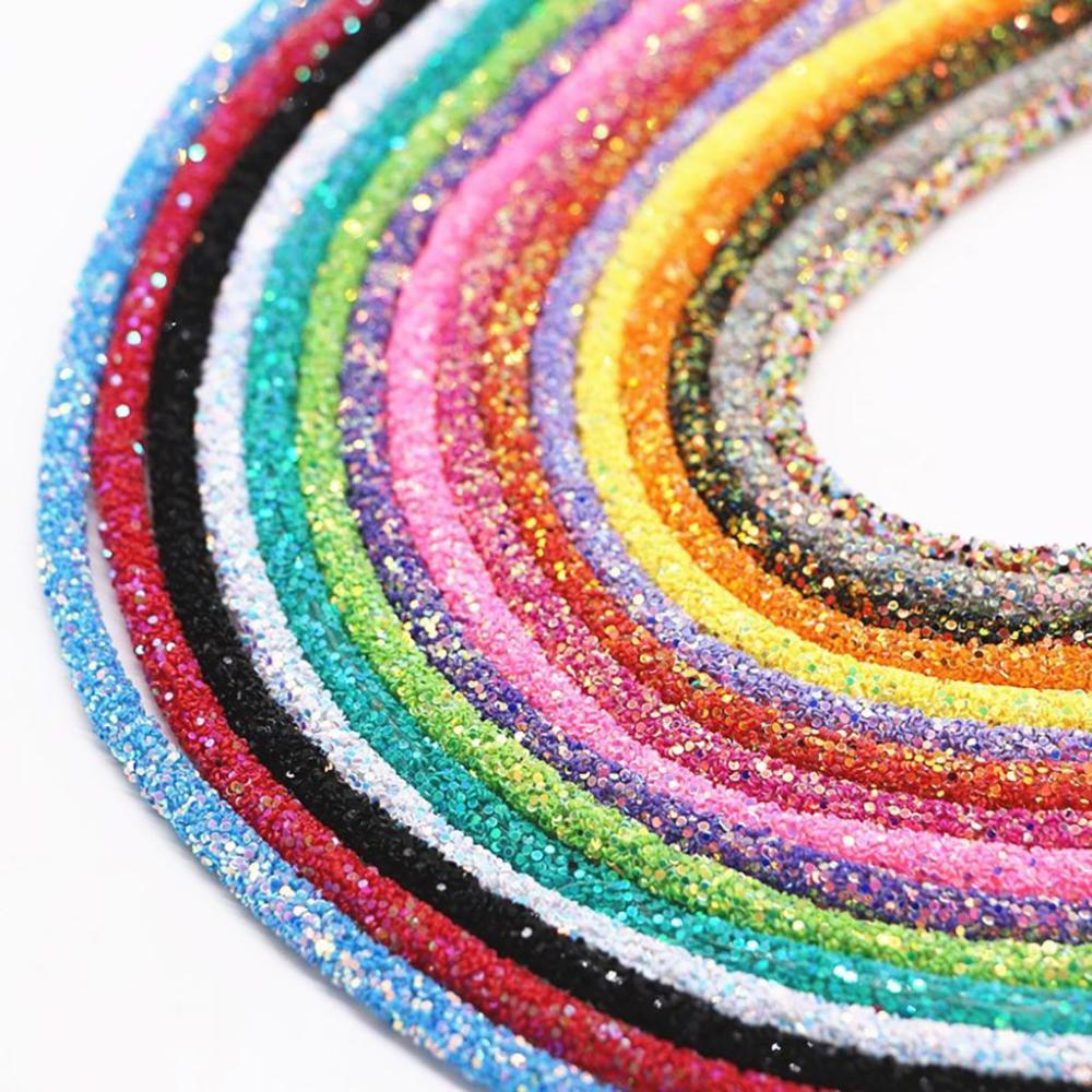 Shiny Garment Material Soft Colorful Glitter Rope Strings Hat Decor Resin Sequin Rope Sandal DIY