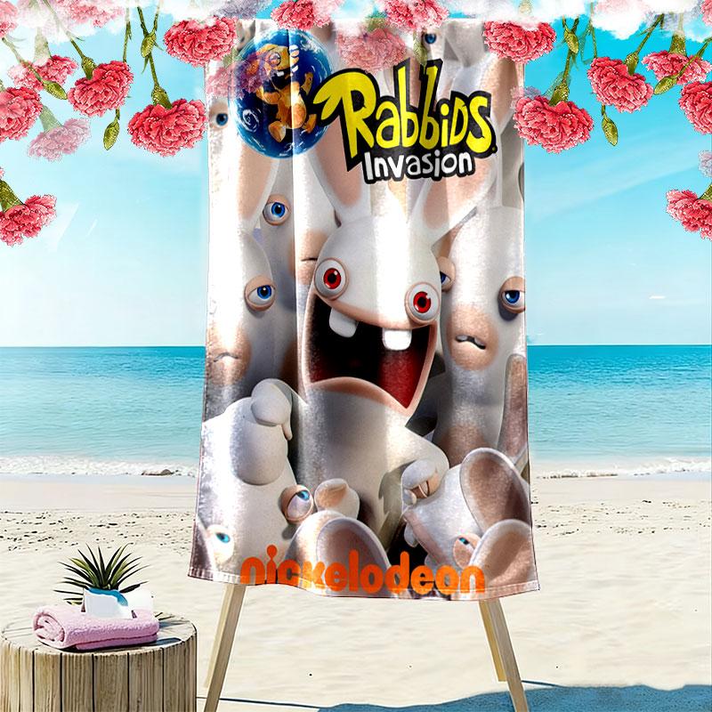 Полотенце для пляжа Rabbids Invasion Tale, Большое, Мягкое, Быстросохнущее, для Пляжа, Кемпинга, Плавания