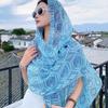 Chinese Style Elegant Beach Women Silk Scarf Vacation Wrap Shawl Vintage Plaid Print Lady Sunscreen Bandana Hijab Scarve Pareo