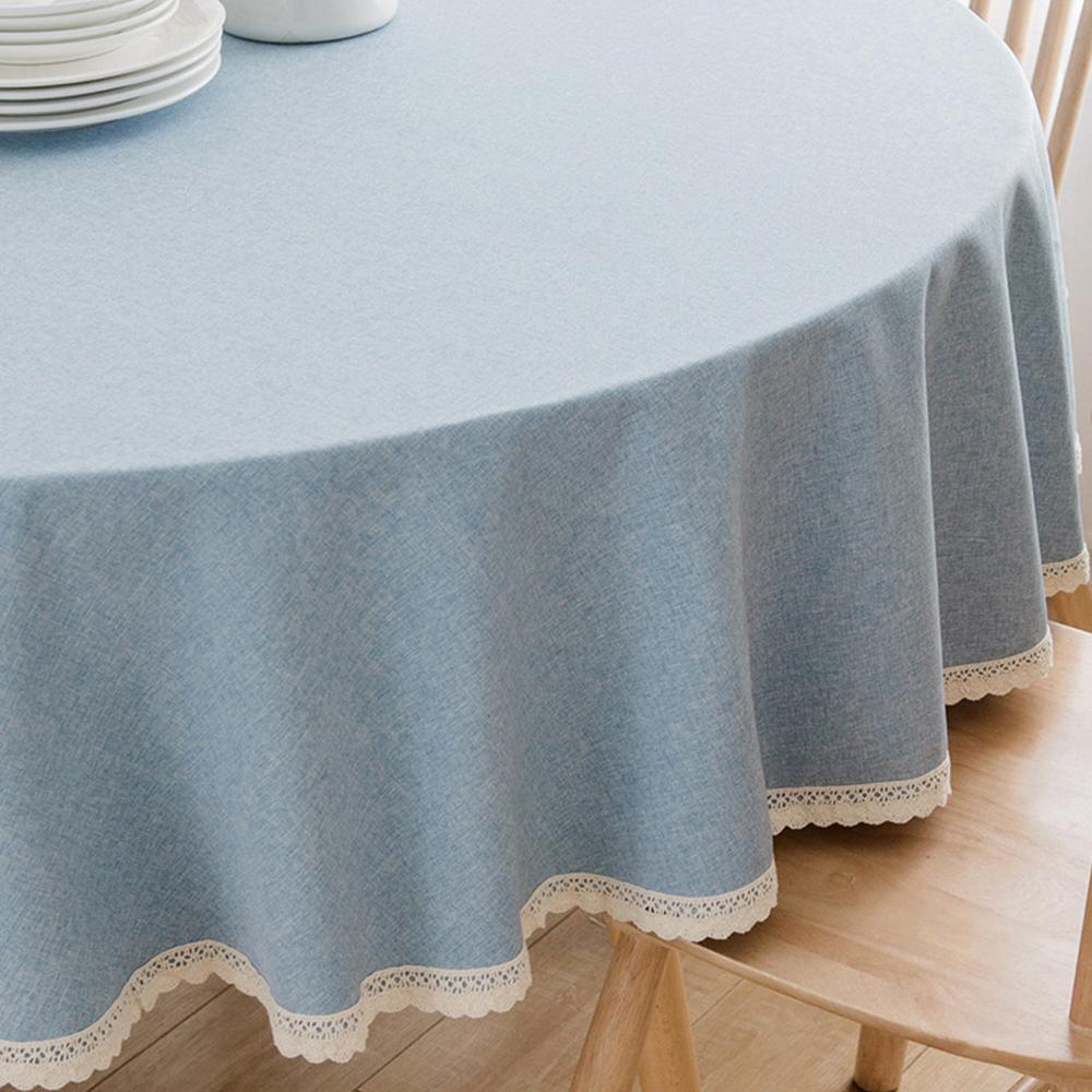 Скатерть кружевная круглая водонепроницаемая маслостойкая свадебная скатерть однотонная хлопковая льняная элегантная скатерть для обеденных мероприятий