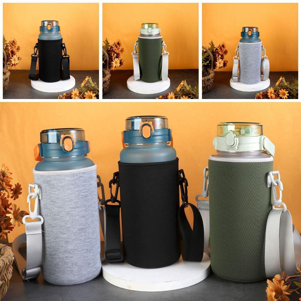 Universal Neoprene Water Pouch Holder Shoulder Strap Water Bottle Cover Bag Pouch With Strap Black Bottle Carrier Insulat Bag