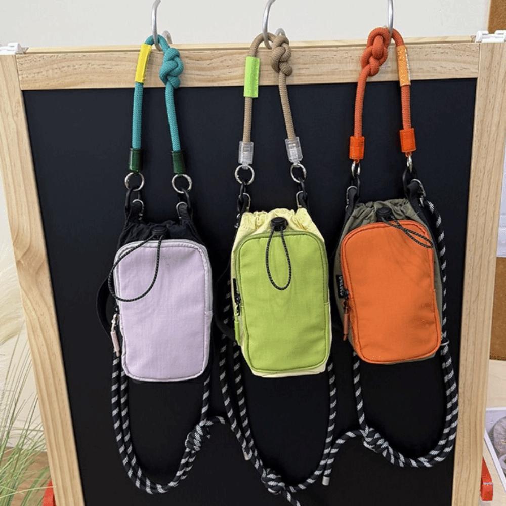 Nylon Rope Drawstring Crossbody Bag Coin Pouch Mobile Phone Pack Nylon Shoulder Bag  Outdoor