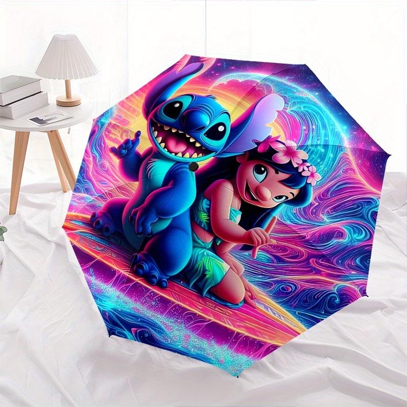 Stitch,Lilo Themed folding umbrella, the best choice for gift giving, 8 ribs, casual, durable, lightweight and portable travel umbrella, sui
