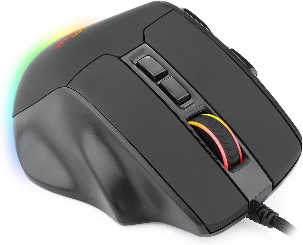 RED SAMURAI Проводная игровая мышь с RGB 12400 7 настраиваемых боковых кнопок и быстрой реакцией 1000 Гц Эргономичный дизайн для подсветки, DPI, кнопок, кнопок,