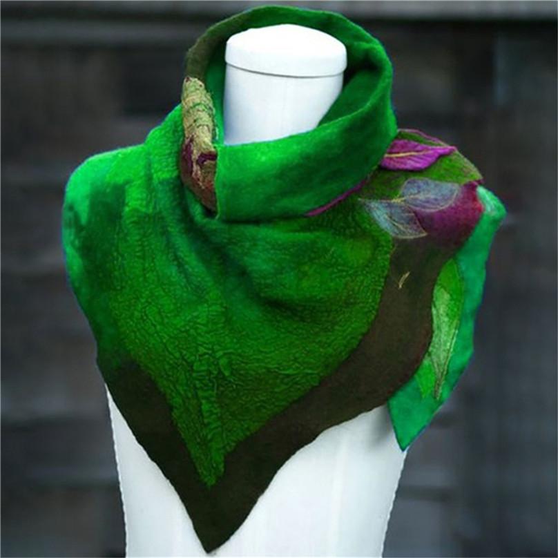 Exquisite Women's Halloween Printed Leaf Scarf Fashion Warm Bib Winter Diagonal Scarf