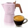 CoFika Crema Rich [Создает насыщенную и кремовую пенку] Гейзерная кофеварка, Кофеварка эспрессо для плиты, Объем 1-2 чашки, Высокое давление (розовый)